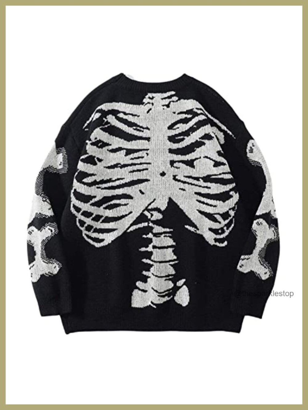 Oversized Skeleton Skull Crewneck Pullover Sweater Y2K Grunge Streetwear